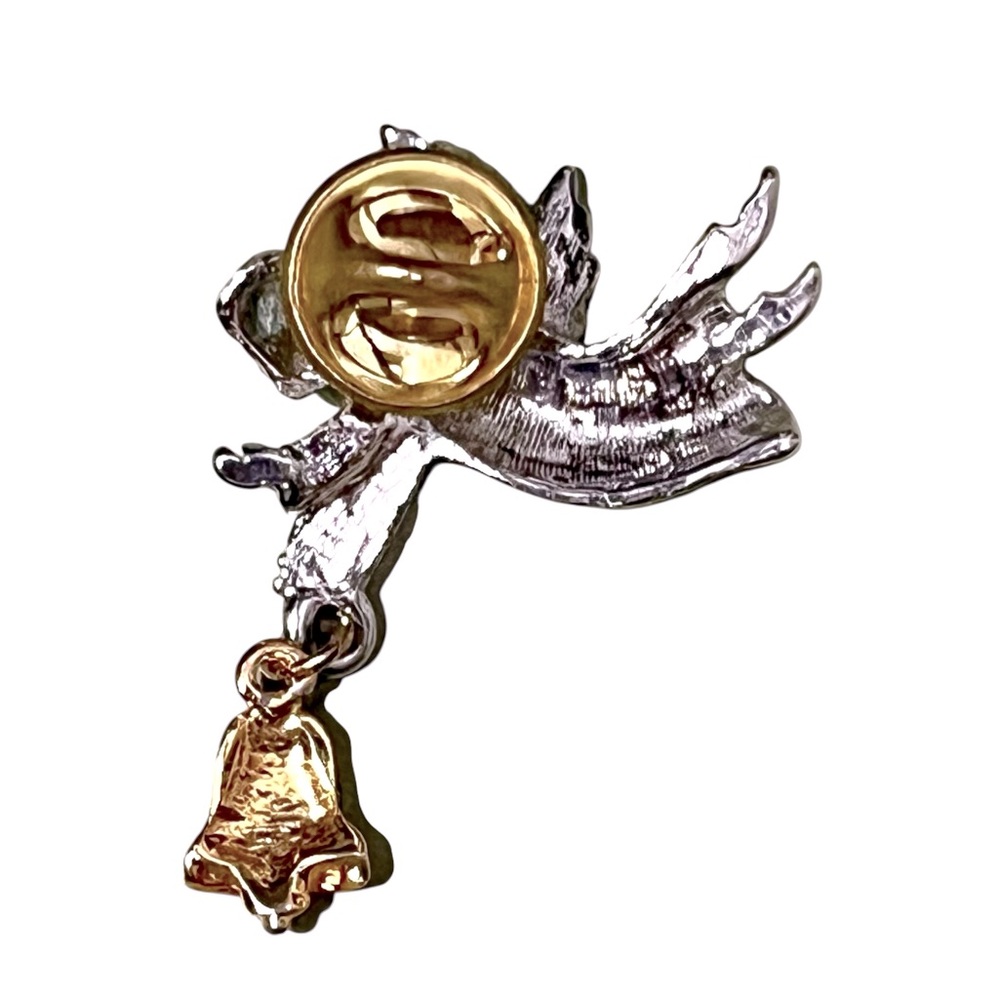 Vintage Angel Bell Two-Tone Pin Brooch - Picture 4 of 4
